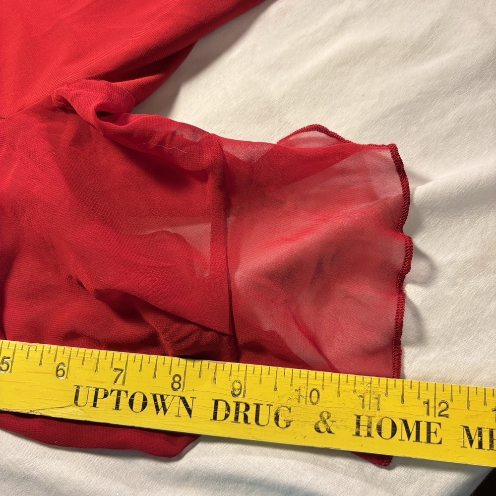 Atelier 29 Woman XL Blouse Red Ruffle Pullover Sheer Short Sleeve Casual - Picture 16 of 16